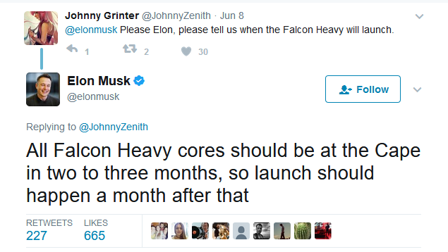 Elon Musk xác nhận về kế hoạch phóng Falcon Heavy