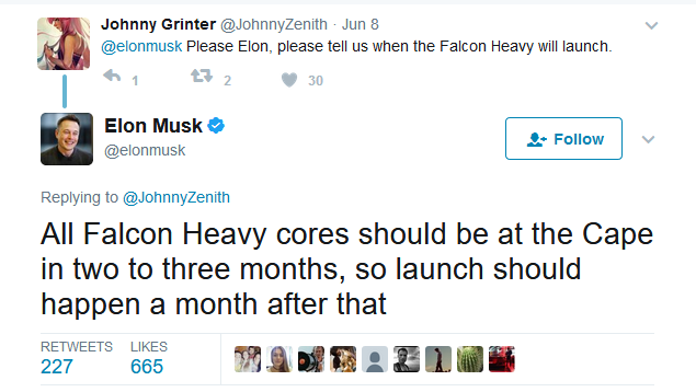 Elon Musk xác nhận về kế hoạch phóng Falcon Heavy