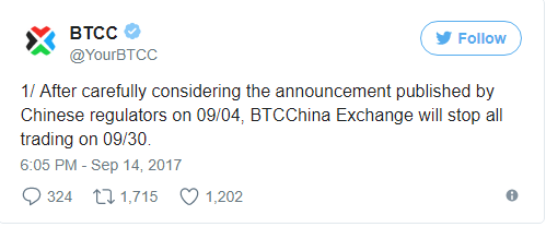 BTCC thông báo đóng cửa